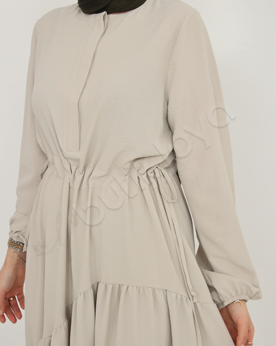 Kolu Lastikli Şifon Elbise