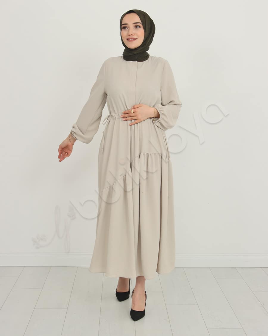 Kolu Lastikli Şifon Elbise