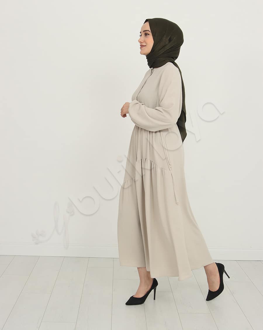 Kolu Lastikli Şifon Elbise