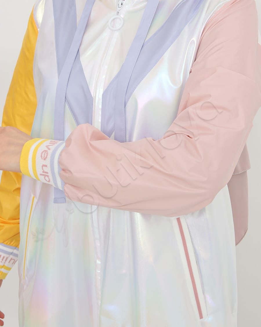 Never Give Up Baskılı Parlak Mont