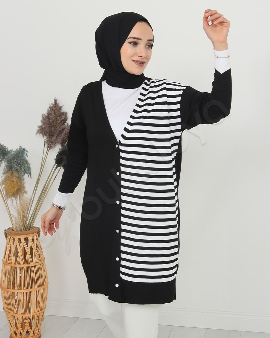 Önden Çizgili Hırka