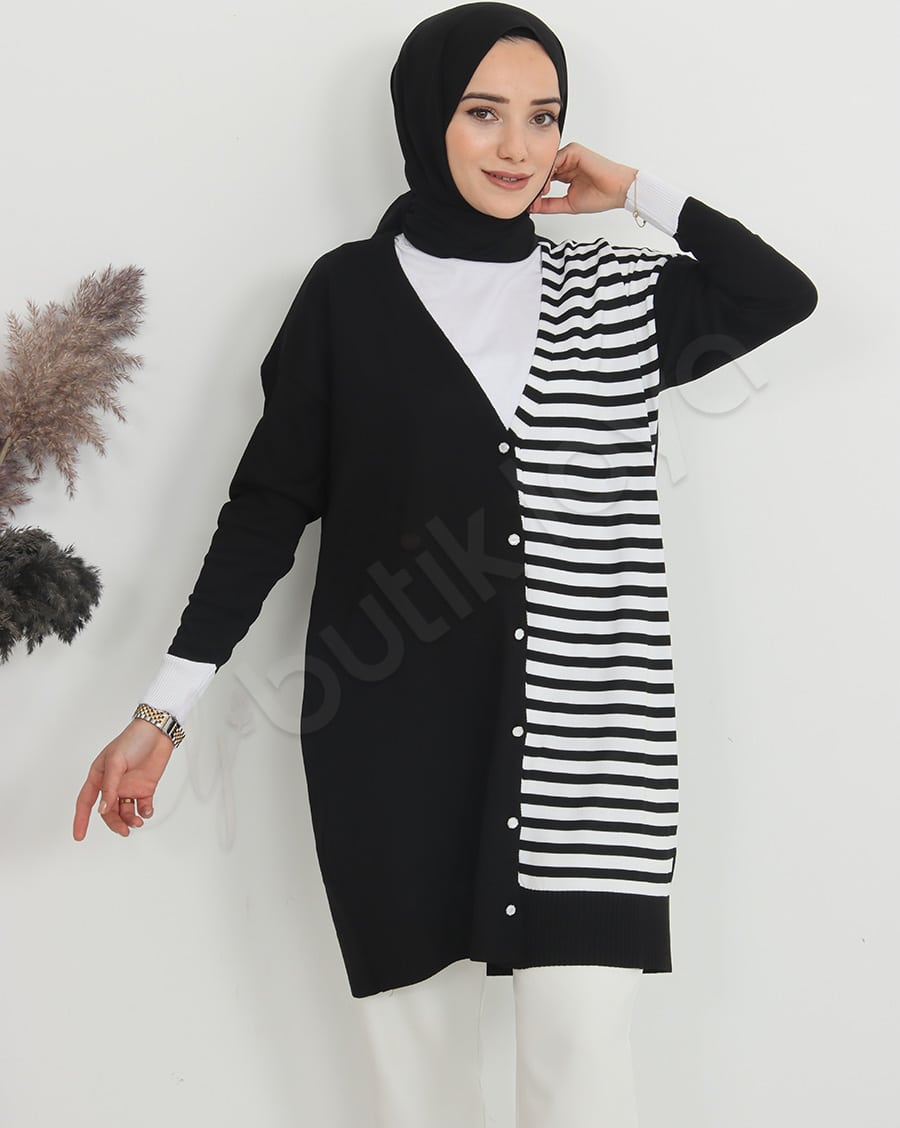 Önden Çizgili Hırka