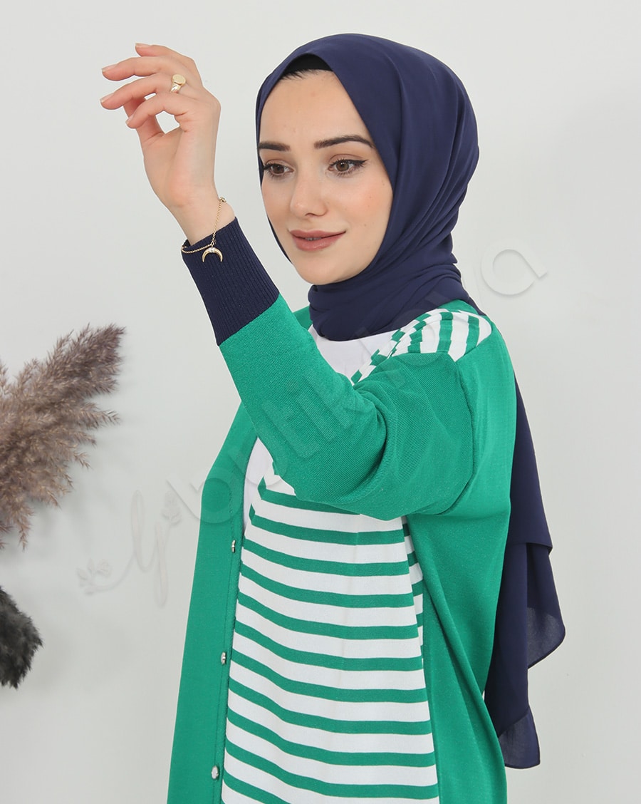 Önden Çizgili Hırka