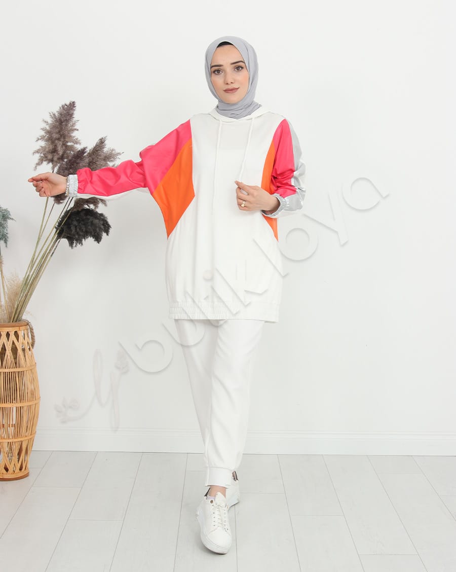 Paraşüt Bloklu Kapşonlu Sweat