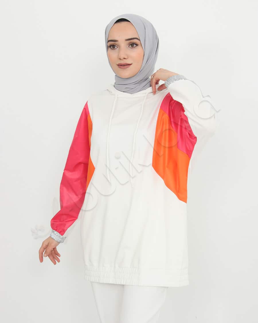 Paraşüt Bloklu Kapşonlu Sweat