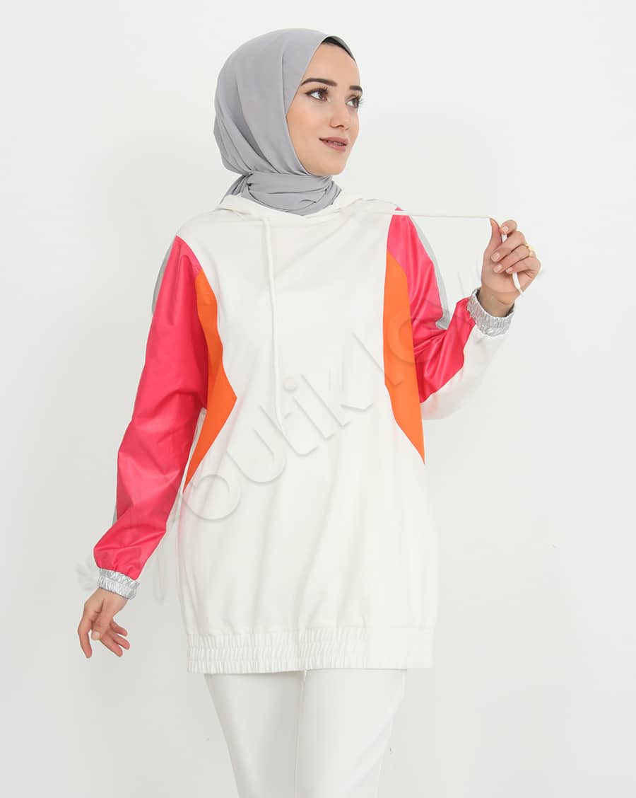 Paraşüt Bloklu Kapşonlu Sweat