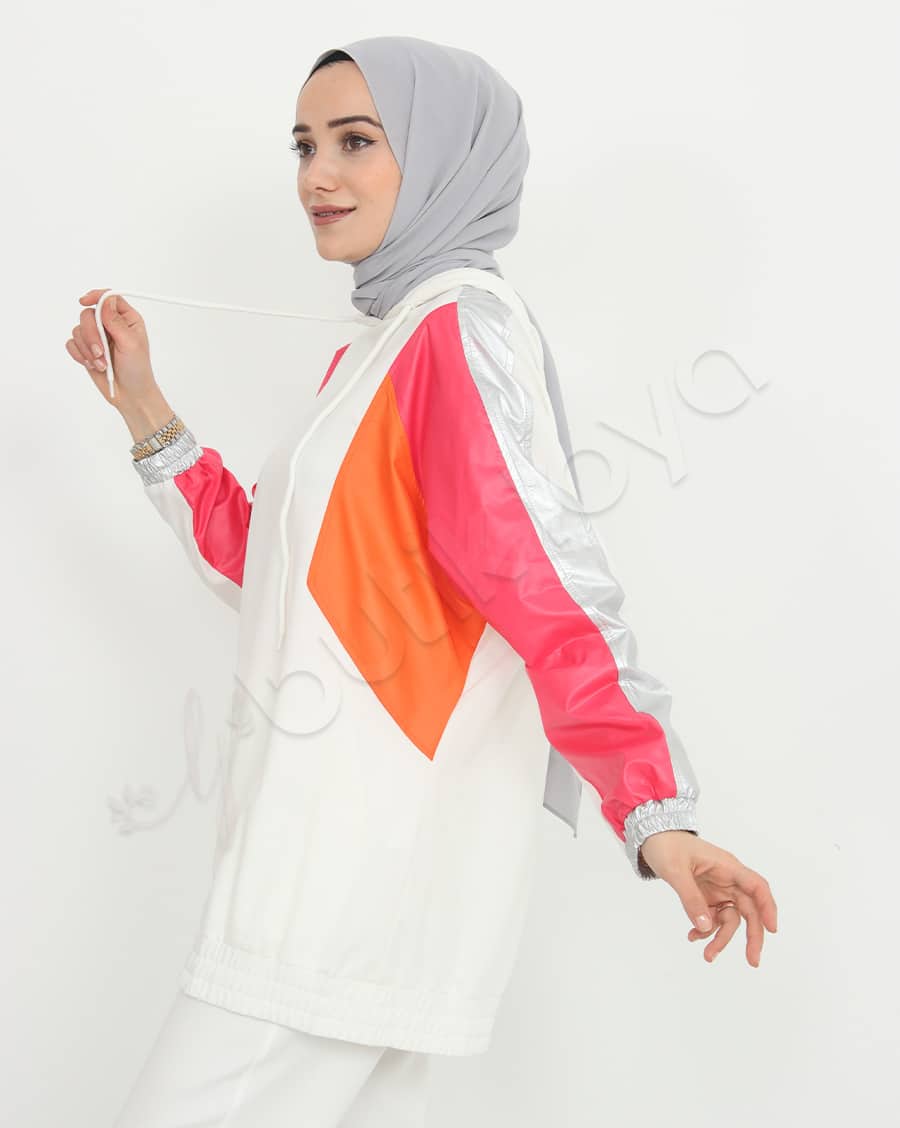 Paraşüt Bloklu Kapşonlu Sweat