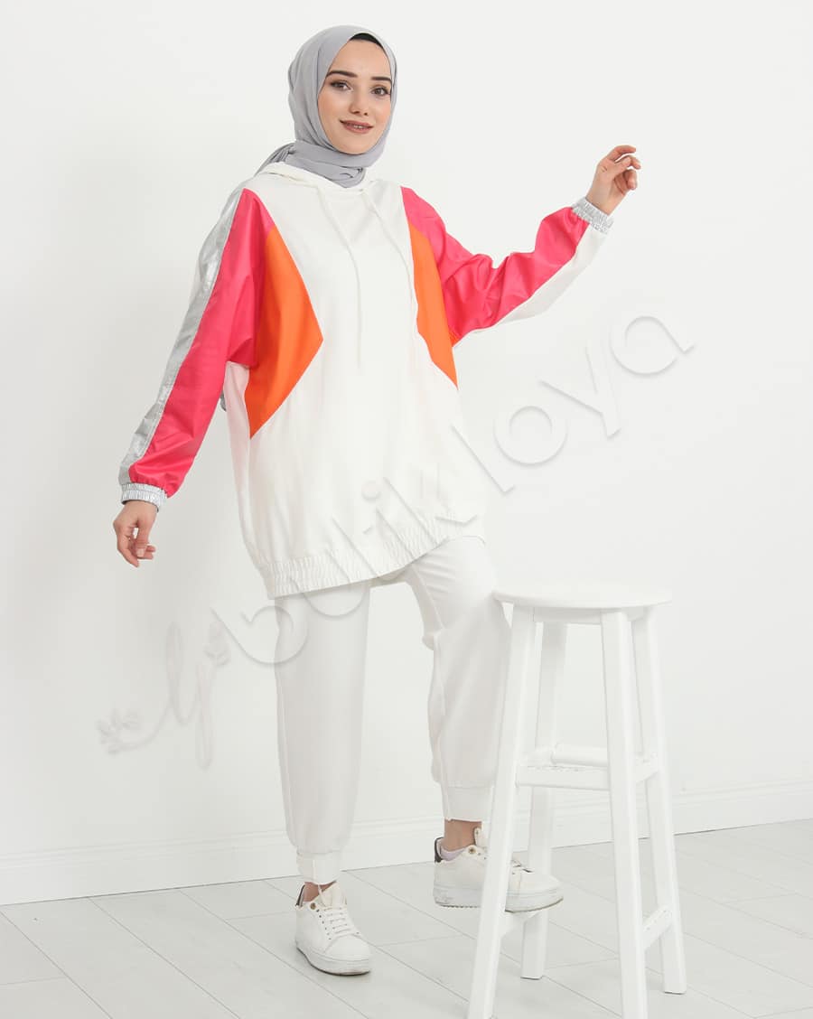 Paraşüt Bloklu Kapşonlu Sweat