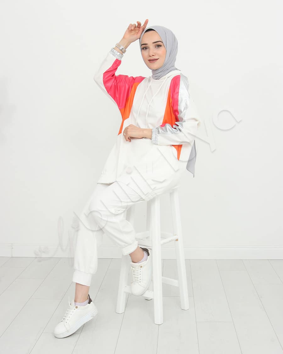 Paraşüt Bloklu Kapşonlu Sweat