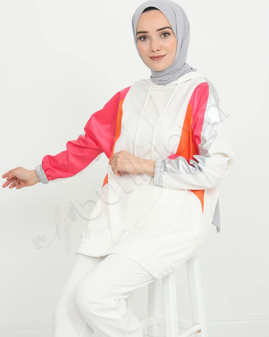 Paraşüt Bloklu Kapşonlu Sweat