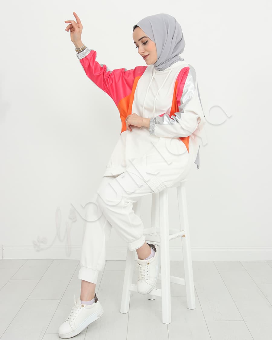 Paraşüt Bloklu Kapşonlu Sweat