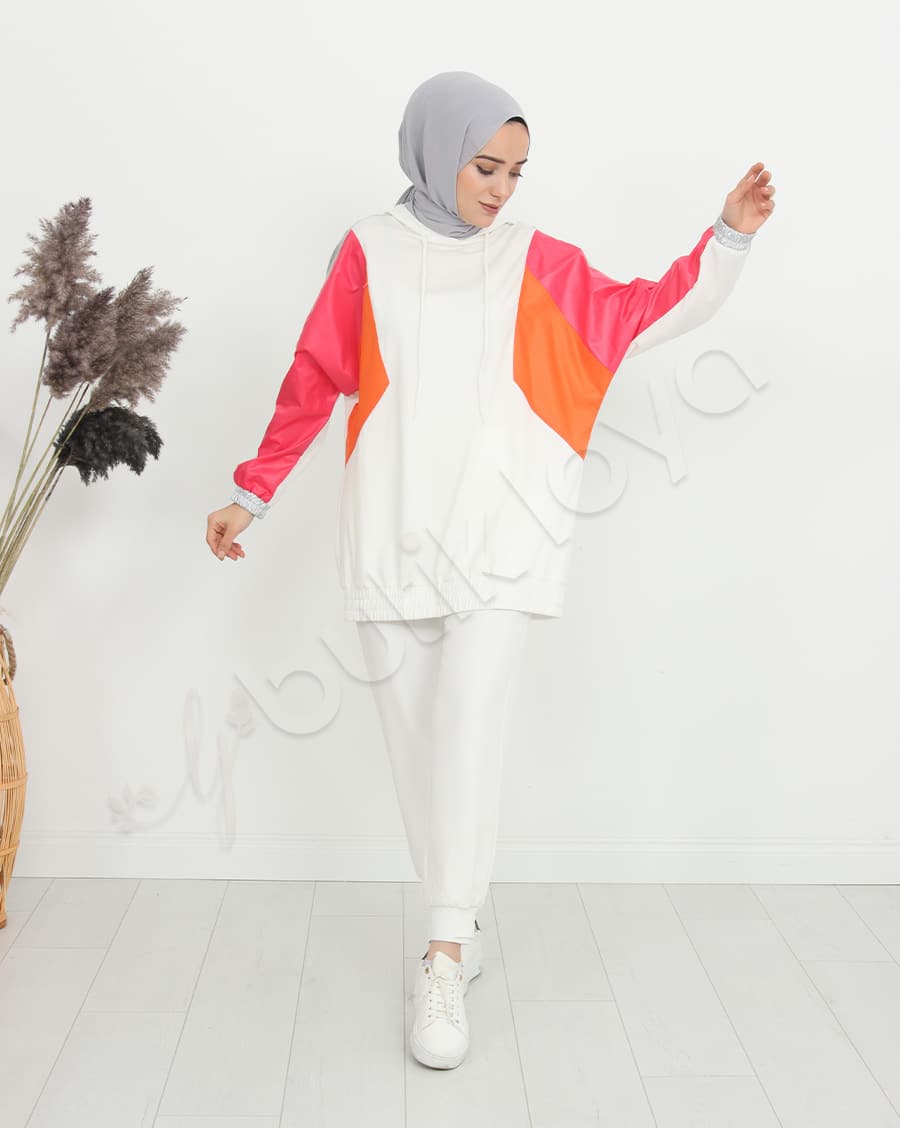 Paraşüt Bloklu Kapşonlu Sweat