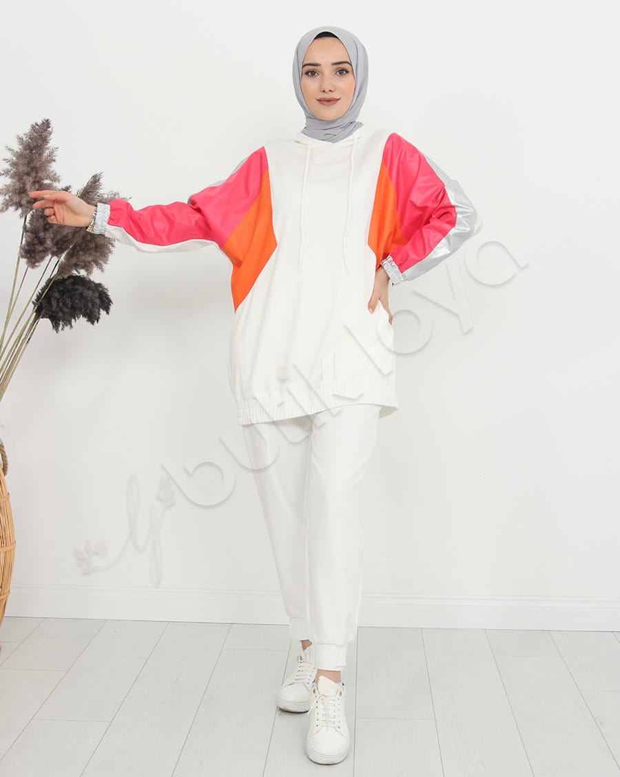 Paraşüt Bloklu Kapşonlu Sweat