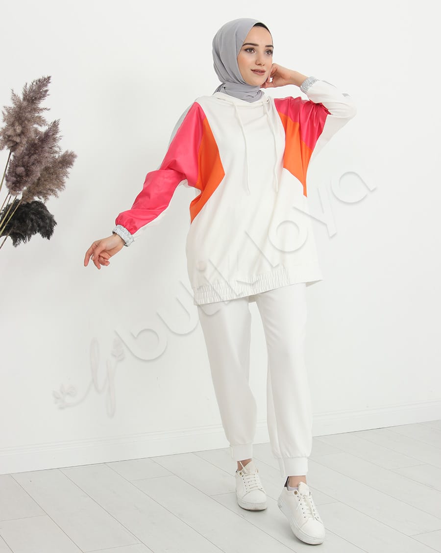 Paraşüt Bloklu Kapşonlu Sweat