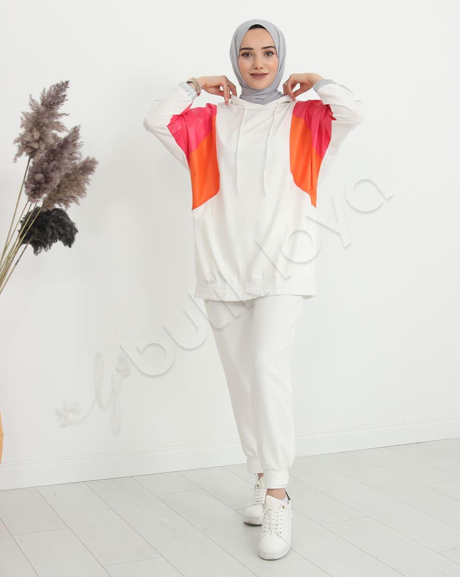 Paraşüt Bloklu Kapşonlu Sweat