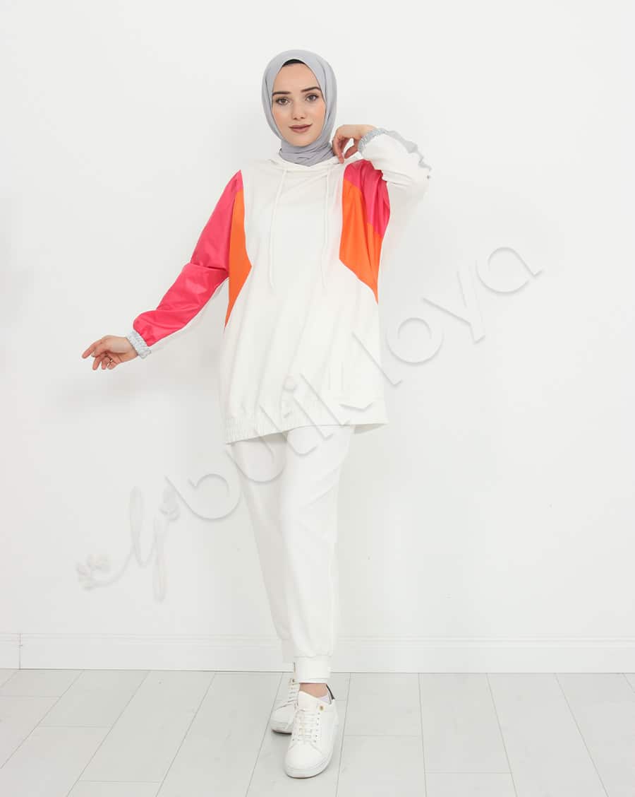 Paraşüt Bloklu Kapşonlu Sweat