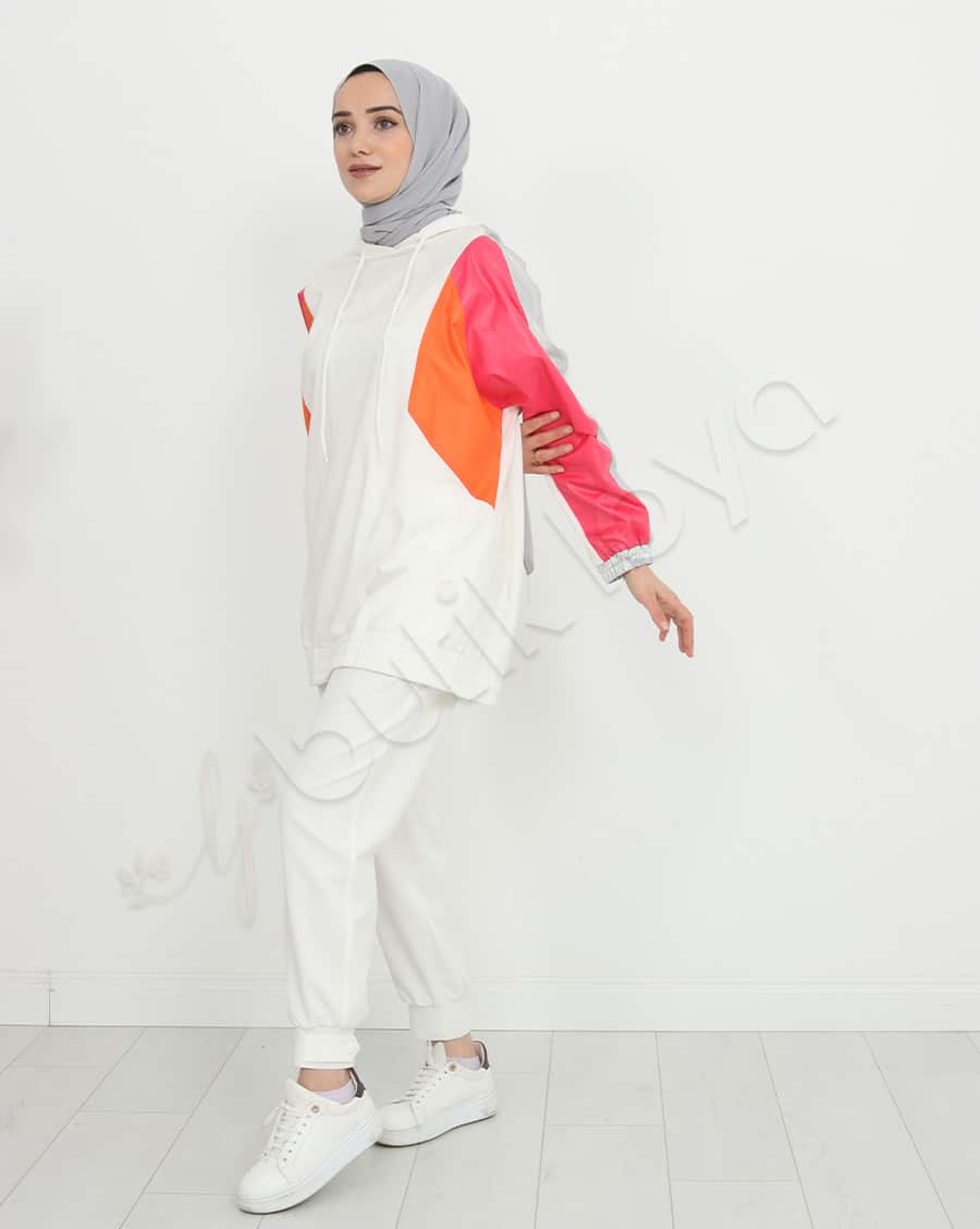 Paraşüt Bloklu Kapşonlu Sweat