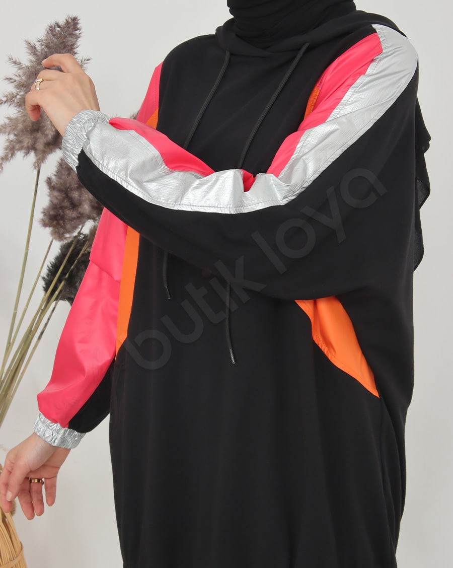 Paraşüt Bloklu Kapşonlu Sweat